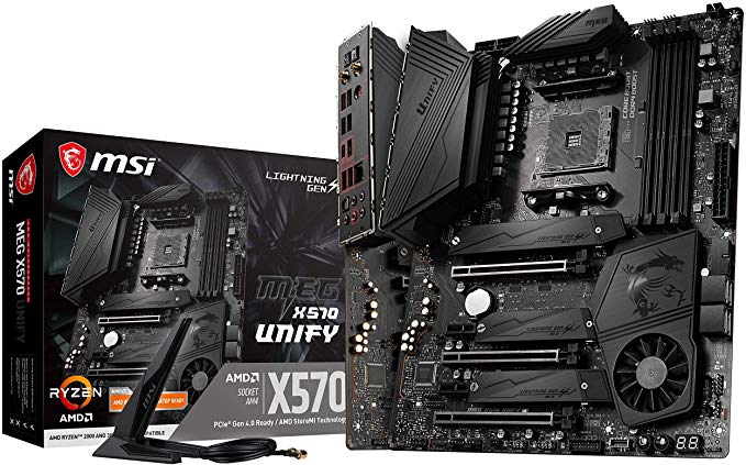 MSI Meg X570 Unify Motherboard (AMD AM4, DDR4, PCIe 4.0, SATA 6GB/s, M.2, USB 3.2 Gen 2, Ax Wi-Fi 6, Bluetooth 5, ATX)