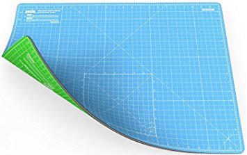 ANSIO A2 Double Sided Self Healing  5 Layers Cutting Mat Metric/Imperial 45cmx 60cm -  Sky Blue/ Lime Green