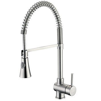 Avola Solid Brass Kitchen Faucet with Single Lever Handle Pull Down Swivel Spout, Brushed Nickel Mixer Sink Faucet,