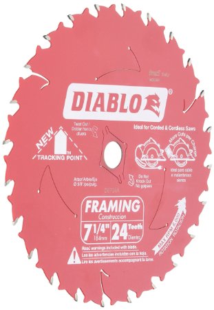 Freud D0724A Diablo 7-1/4-Inch 24 Tooth ATB Framing Saw Blade with 5/8-Inch and Diamond Knockout Arbor
