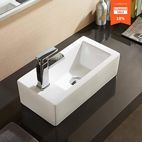 Mecor 20‘’ x 10'' Rectangle Bathroom Ceramic Vessel Basin Sink Bowl, White Porcelain