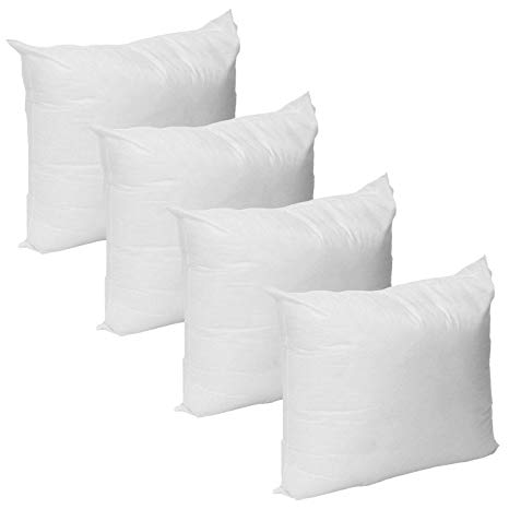 Mybecca 4 Pack Premium Hypoallergenic Stuffer Pillow Insert Sham Square Form Polyester, 12" L X 12" W, Standard/White