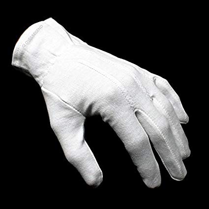 1 Pair (2 gloves) Gloves Legend 100% White Cotton Marching Band Parade Formal dress gloves - Size Medium (Medium)