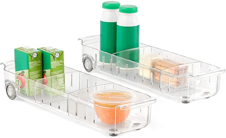 YouCopia RollOut Fridge Caddy, 4" Wide, Pack of 2, Clear