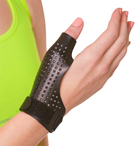 BraceAbility Hard Plastic Thumb Splint | Arthritis Treatment Brace to Immobilize & Stabilize CMC, Basal and MCP Joints for Trigger Thumb, Tendonitis Pain, Sprains (Large - Left Hand)