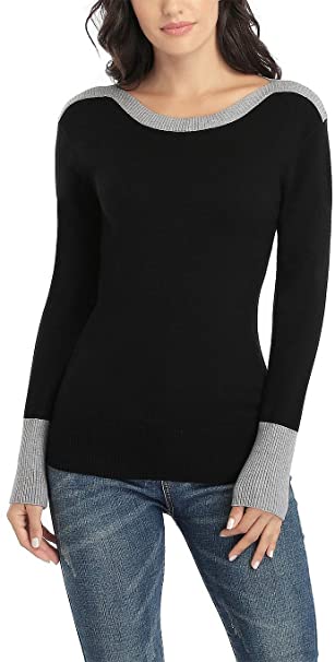 Dilgul Women Boat Neck Drop Shoulder Fitted Elegant Sweater