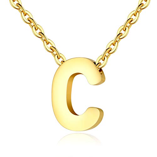 TOUGHARD Polished Tiny Initial Alphabet Letter Pendant Necklace, Delicate Charm Jewelry for Girls Women