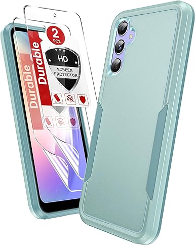 LeYi Case for Galaxy A54 Case, Samsung A54 5G Phone Case with 2 Pcs HD Screen Protector, 360°Protect Rugged Fallproof Commuter Matte Non-Slip Cell Case Cover for Samsung Galaxy A54 5G, Green