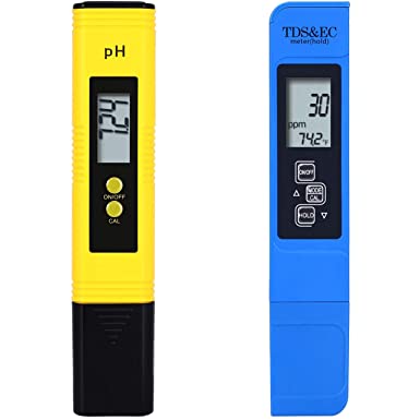 PH Meter for Water Hydroponics Digital PH Tester Pen 0.01 High Accuracy Pocket Size with 0-14 PH Measurement Range for Household Drinking, Pool and Aquarium (Blue and Yellow)