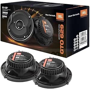 JBL GTO629 6.5"" Grand Touring Series Car Audio Speakers - 2-Way, 360 Watts MAX Power, Factory-Sized Replacement Includes Iron Crush Cleaning Cloth., Black