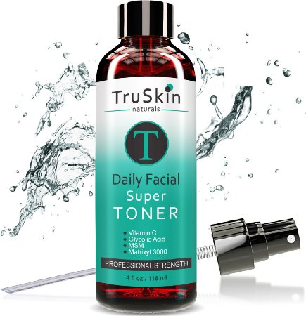 DAILY Facial SUPER Toner for All Skin Types - Contains Glycolic Acid Vitamin C Witch Hazel and Organic Anti Aging Ingredients for Sensitive Skin Combination Acne and Even Oily Skin
