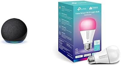 Echo Dot (5th Gen, 2022 Release) in Charcoal bundle with TP-Link Kasa Smart Color Bulb