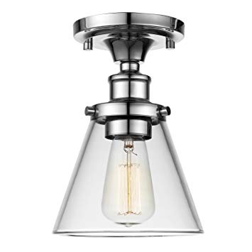 Globe Electric Mercer 1-Light Flush Mount Ceiling Light, Clear Glass Shade, Chrome Finish, 65726