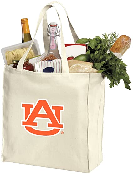 Reusable Auburn Grocery Bags or Auburn University Shopping Bags Natural Cotton