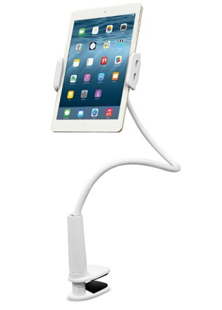 Aduro Tablet Gooseneck Universal Mount, SOLID GRIP 360 Rotating Flexible Hands-Free Viewing Stand for iPad, Galaxy & all Tablets, White