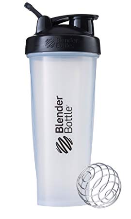 BlenderBottle Classic Loop Top Shaker Bottle, 32-Ounce, Clear/Black/Black