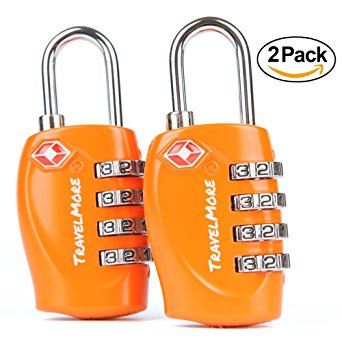 TSA Approved Travel Luggage Locks 4 Dial Digit Combination for Suitcases 2 Pack