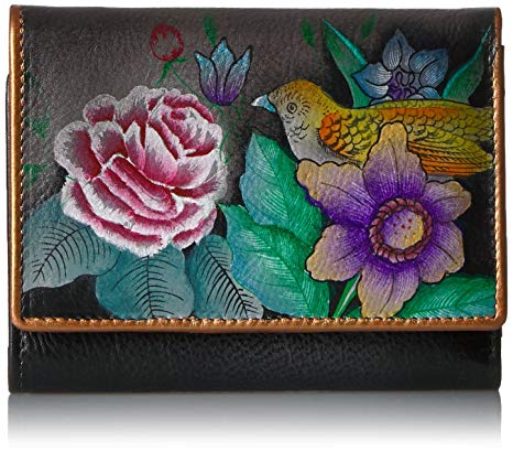 Anuschka Women's Hand Painted RFID Blocking Small Flap French Wallet