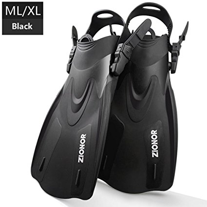 ZIONOR F1 Diving Fins Open Heel Lightweight Strong Propulsion Comfortable Foot Pocket Adjustable Detachable Strap for Snorkeling and Diving