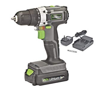 Genesis GLCD2038A 20V Lithium-ion Cordless Drill Driver, Grey/Black/Green, 3/8"