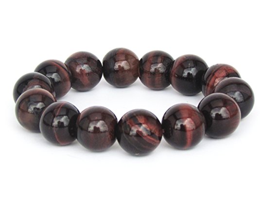 Natural Tigers Eye, Turquoise, Black Obsidian Stretch Bracelet, 14mm Beads, Good Luck, Unisex