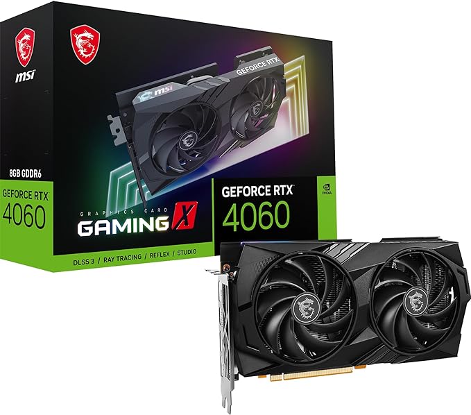 MSI GeForce RTX 4060 Gaming X 8G Graphics Card - NVIDIA RTX 4060, 8 GB GDDR6 Memory, 17 Gbps, PCIe 4.0, Twin Frozr 9, RGB, DLSS3