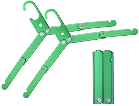 Hikeman Travel Hangers Metal Heavy Duty Folding Hangers for Wet Clothes Portable Space Saving Travel Accessories for Camping Cruise Hotel (3, Green)