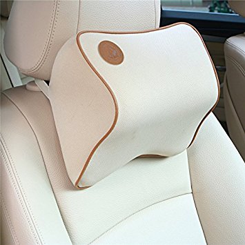 Universal Car Neck Pillow, Driving Comfortable and soft Premium Memory Foam Car Neck Pillow Comfortable Pillow Car Headrest/Protect Neck&Vertebra in travel/office/home/car Black (Beige)