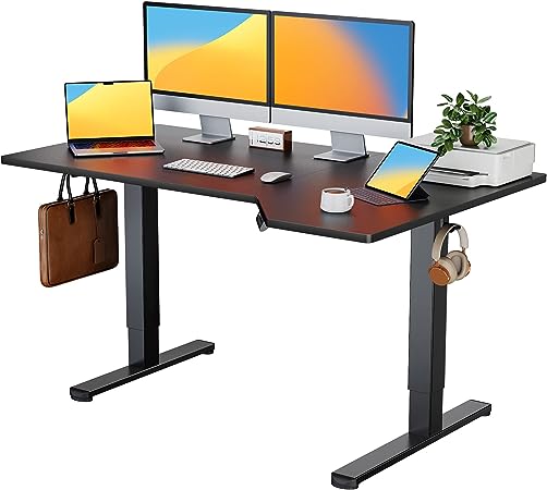 ErGear L Shaped Height Adjustable Electric Standing Desk 55" Corner Standing Desk Sit Stand Desk with Splice Board Ergonomic Desk Home Office Desk Computer Workstation, Black