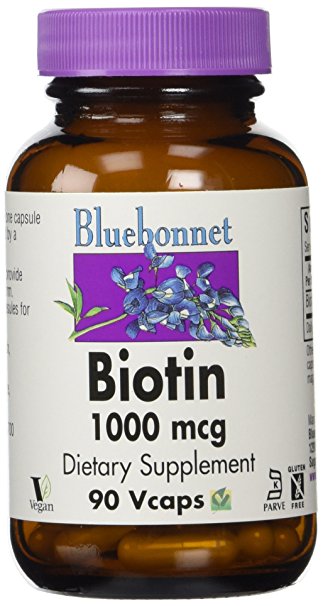 Bluebonnet Biotin 1000 mcg Vegetable Capsules, 90 Count