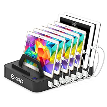 Okra® 7-Port Hub USB Desktop Universal Charging Station Multi Device Dock for iPhone, iPad, Samsung Galaxy, LG, Tablet PC and all Smartphones and Tablets (Black)