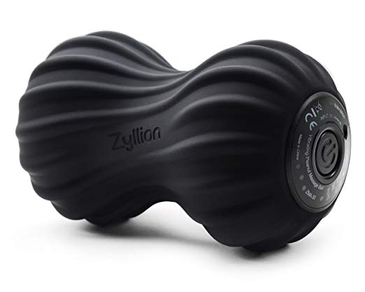 Zyllion Vibrating Peanut Massage Ball - Rechargeable Muscle Roller for Trigger Point Therapy, Deep Tissue Massage, Myofascial Release and Sports Recovery (Black)