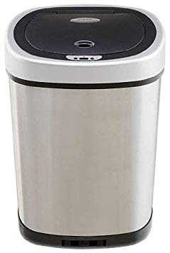 NINESTARS DZT-42-9 Automatic Touchless Motion Sensor Oval Trash Can, 11.1 Gal. 42 L., Stainless Steel