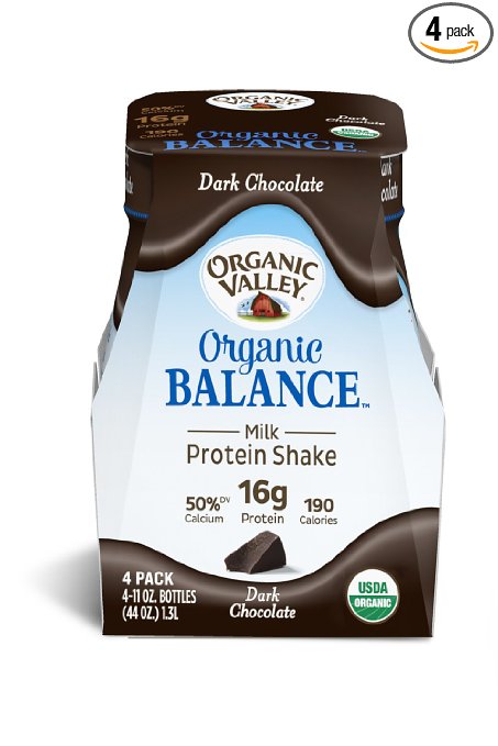 Organic Valley, Organic Balance, Organic Milk Protein Shake, Dark Chocolate, 11 oz, 4 Pack