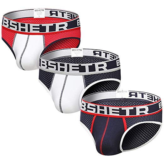 Men's Briefs Underwear 3-Pack Sexy Low Rise Mesh Breathable Soft Brief