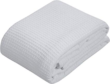 100% Soft Premium Ringspun Cotton Thermal Blanket - Twin/Twin XL - White - Snuggle in These Super Soft Cozy Cotton Blankets - Perfect for Layering Any Bed - Provides Comfort and Warmth for Years