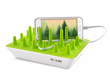 Zentree Universal Charging Sations For Multiple Devices 4 Port USB 48W Smart Charger Desktop Organizer Charging Dock For iPhone, iPad, Samsung Galaxy, Tablet PC and all Smart Devices (Green Silicon)