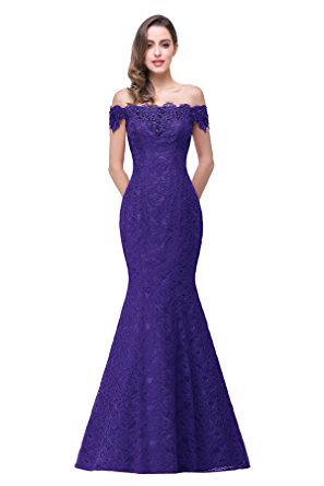 Babyonlinedress Babyonline Off Shoulder Lace Long Bridesmaid Maxi Prom Dress For Wedding CPS199