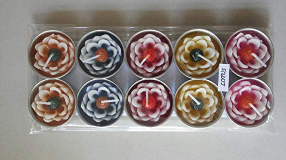 Two Tone Lotus Flower Candle in Tea Lights, Floating Candles, Scented Tea Lights, Aromatherapy Relax (Pack of 10 Pcs.)