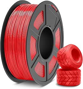 SUNLU TPU Filament 1.75mm Flexible 3D Printer Filament 1KG, 95A Soft 3D Printing Filament fit Most FDM 3D Printers, Dimensional Accuracy  /- 0.03mm, 95A Flexible Filament TPU, 1kg (2.2lbs), Red