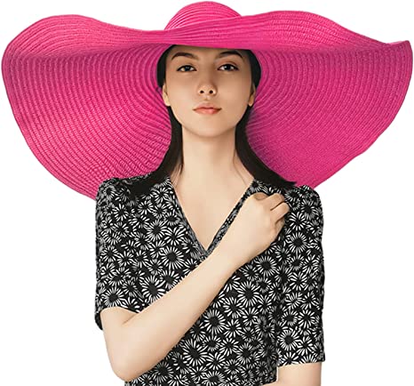 Oversized Beach Hat for Women, Large Wide Brim Packable Floppy Sun Straw Hats Foldable,Handmade Summer Big Beach Hat