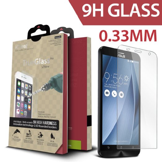 iCarez for ASUS Zenfone 2 033 Tempered Glass Highest Quality Premium Anti-Scratch Bubble-free Reduce Fingerprint Screen Protector Easy Install Product with Lifetime Replacement Warranty 1-Pack033mm - Retail Packaging 2015
