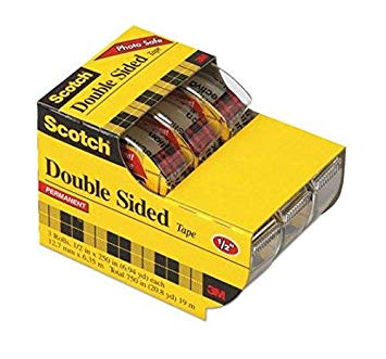 Scotch 665 Double-Sided Office Tape in Hand Dispenser, 1/2" x 250", 3/Pack