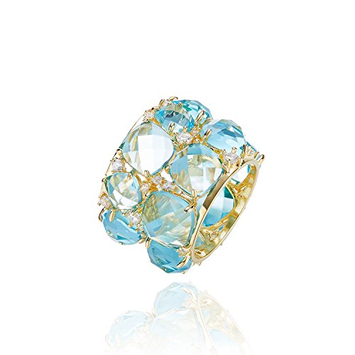 Rings,Women's Rings CDE Blue Swarovski Crystal Gold Jewelry for Women Birthstone Rings Size 7,Size 8,Size 9,Size 10,Mothers Rings,Mother's Day Gifts(Blue)