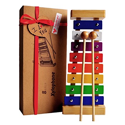 Wooden Xylophone for Kids: Best for your Mini Musicians; Educational Percussion Toy with Bright Multi-Colored Bars and Child-Safe Wooden Mallets; Perfectly 8 Toned Musical Instrument for Toddlers