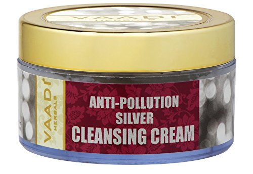 Pure Silver Dust and Sandalwood Oil Herbal Facial Cleansing Creams - ALL Natural - Paraben Free - Sulfate Free - Suitable for Both Men and Women - Good for All Skin Types (Oily, Glowing, Dry, Normal, Combination, Sensitive) - 1.8 Ounces - Premium Quality - Vaadi Herbals