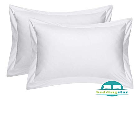 Queen Pillow Shams Set of 2 White Luxurious and Soft - Genuine 600 Thread Count 100% Pure Egyptian Cotton White Pillow Shams Queen Size 20X30 Gorgeous Decorative Bed Pillow Covers With 2 Inch Border