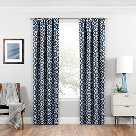 ECLIPSE Blackout Curtains for Bedroom - Isanti 37" x 63" Insulated Darkening Single Panel Rod Pocket Window Treatment Living Room, Indigo