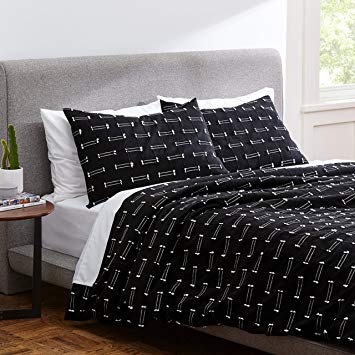 Rivet Global Textured 100% Cotton Duvet Cover Set, Full / Queen, Black