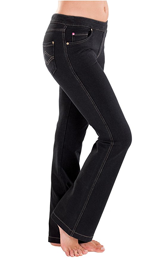 PajamaJeans - Petite Bootcut Black Stretch Knit Denim Jeans for Women